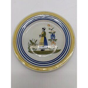 Henriot Quimper France Hand-Painted Plate With Traditional Breton Design 9.75" D